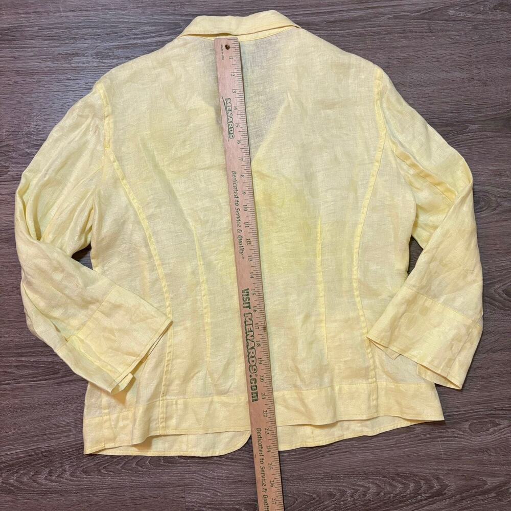 Jones New York Linen Blazer Yellow Floral Jacquard Lightweight Jacket Women’s 12 - Picture 6 of 8